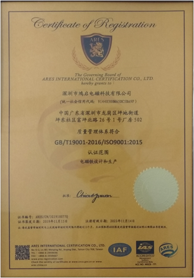 ISO 9001:2015 certificate — archived